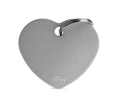 MEDALLA ALUMINIO (CORAZON GRANDE GRIS )